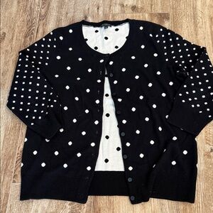 Talbots Black and White Polka Dot Cardigan